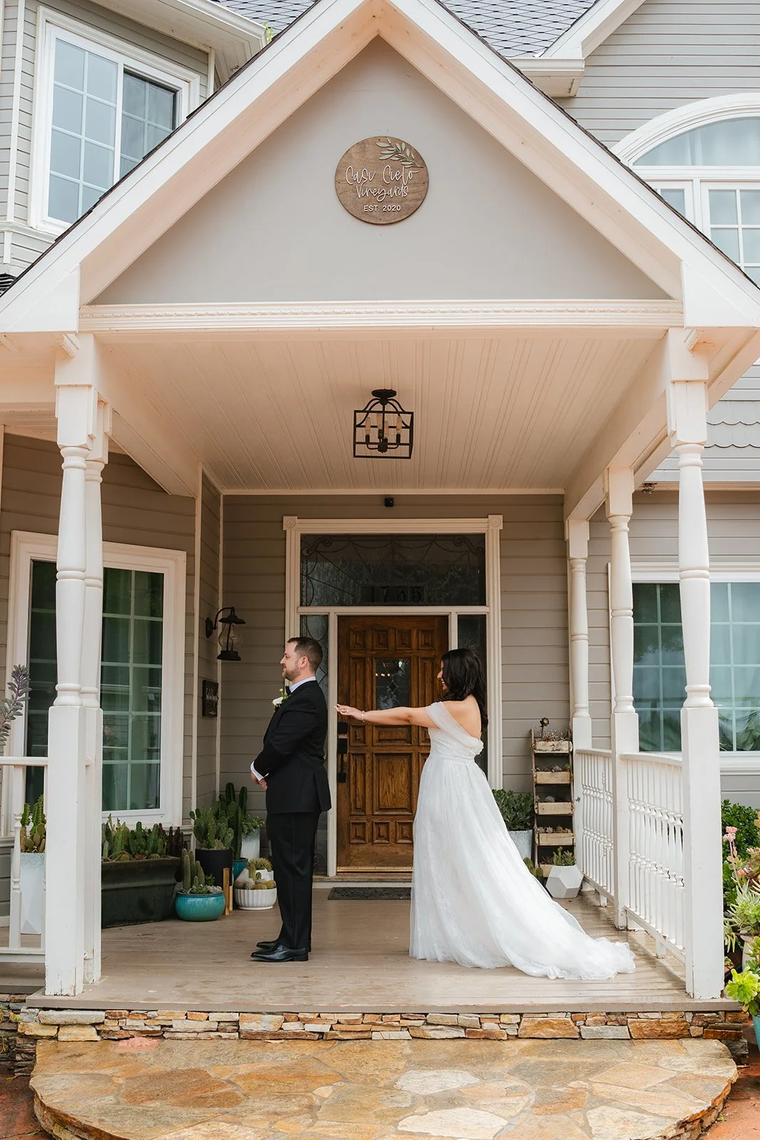 Bride and groom first look
