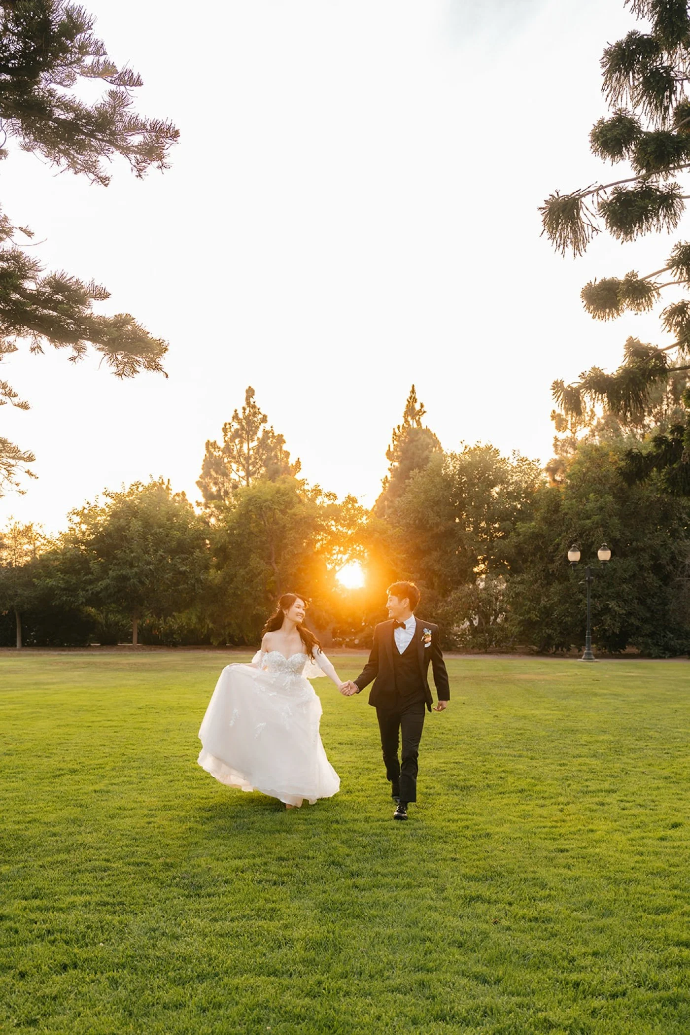 Camarillo Ranch wedding bride and groom in sunlight
