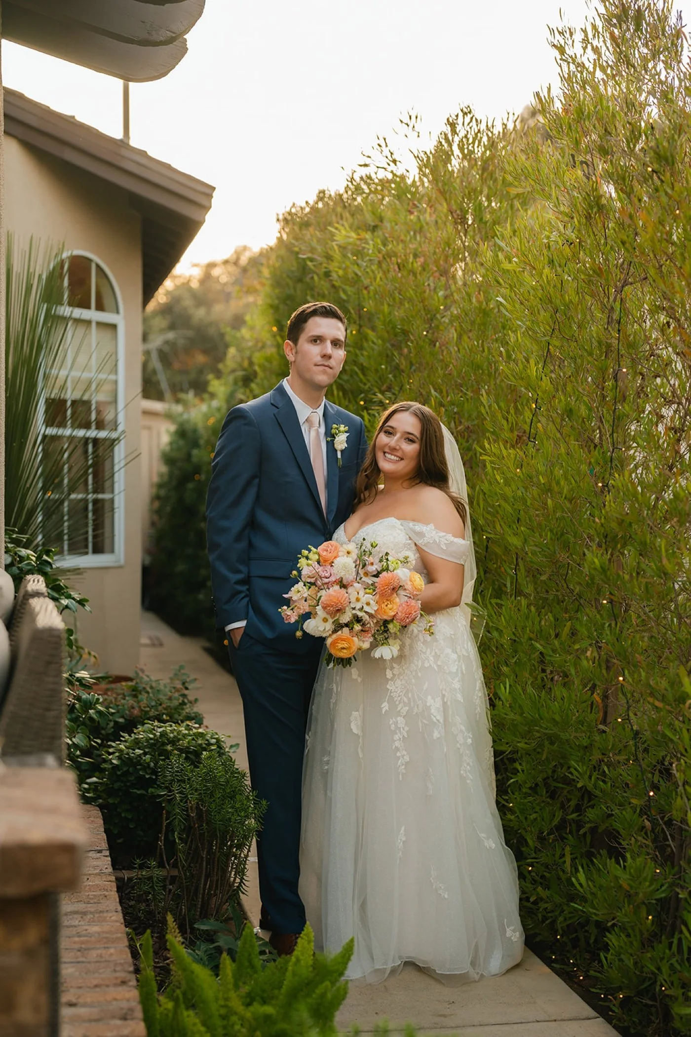 Bride and groom at private estate wedding