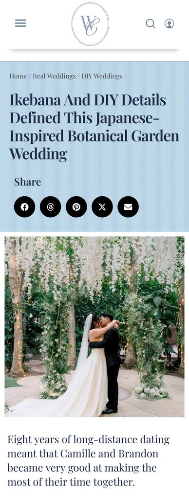 Camille and Brandon's Hartley Botanica wedding featured on Wedding Chicks, photographed by Pamela Tatz